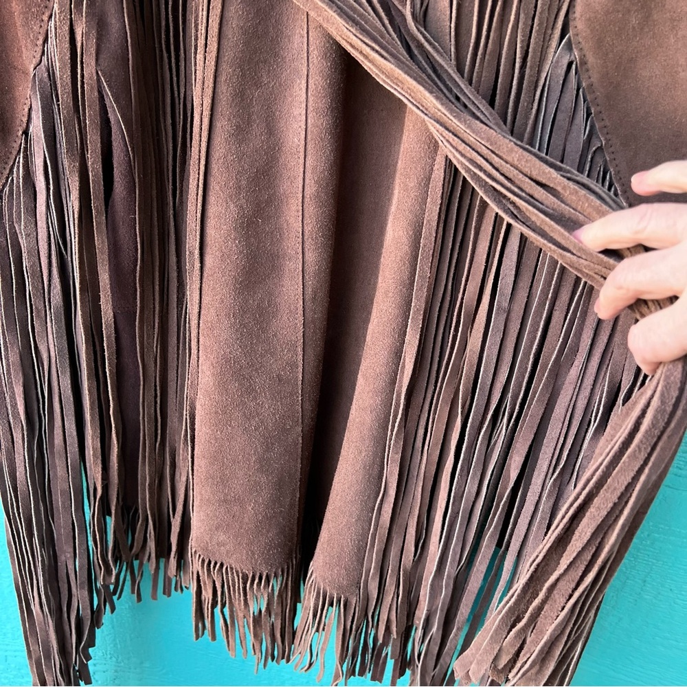 1970 Brown Super Long Fringe Suede Jacket VINTAGE WESTERN SIZE 40 OOAK - Picture 12 of 16